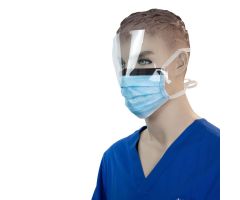 Surgical Face Mask w/ Ties & Plastic Shield, Blue, 4/50/cs