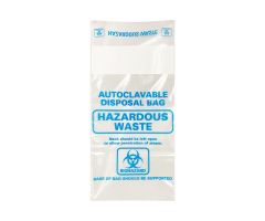 Autoclave bags, 12.2x26" (31 x 66cm), clear, biohazard, printed, marking area, 200/cs