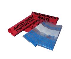 216mm x 279mm (8.5" x 11") Red Biohazard Bags w/ black printed markings, box of 100