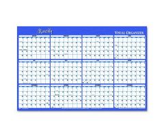 Horizontal Erasable Yearly Wall Calendar, Reversible, Red Blue, Extra Large, 48" x 32"