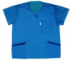 Barrier Disposable Three-Pocket Scrub Top, Blue, Size M