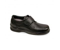 Ambulator Men's Leather Shoes with Hook-and-Loop Closure, Black, Medium Width, Size 7.5