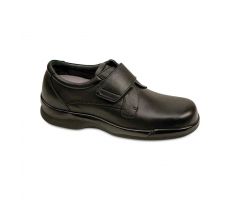 Ambulator Men's Leather Shoes with Hook-and-Loop Closure, Black, Medium Width, Size 9.5
