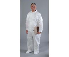 AlphaGuard Coveralls with Elastic Wrists, Ankles and Back, White, Size M