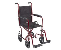 Drive Medical Lightweight Transport Wheelchair-17" Seat-Red