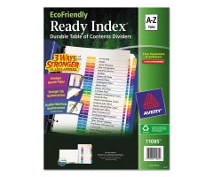 Ready Index Eco-Friendly 8.5" x 11" Table of Contents Dividers with 26 Alphabetical Assorted Color Tabs