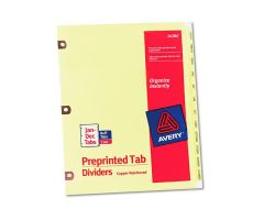 Preprinted Laminated Tab Dividers with Copper Reinforced Holes, 12-Tab, Letter