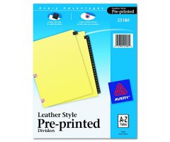 Preprinted Black Leather Tab Dividers with Copper Reinforced Holes, 25-Tab, Letter