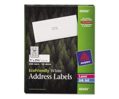 EcoFriendly Mailing Address Labels, Laser / Inkjet, 1" x 2-5/8", White, 30 Labels / Sheet