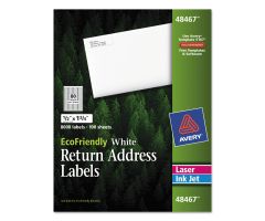 EcoFriendly Easy Peel Return Address Labels, Laser / Inkjet, 1/2" x 1-3/4", White, 80 Labels / Sheet