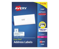 Easy Peel Mailing Address Labels, Laser, 1" x 2-5/8", White, 30 Labels / Sheet