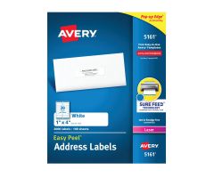 Easy Peel Mailing Address Labels, Laser, 1" x 4", White, 20 Labels / Sheet