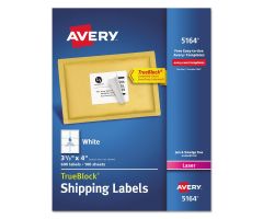 TrueBlock Shipping Labels, Laser, 3-1/3" x 4", White, 6 Labels / Sheet