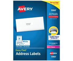 Easy Peel Mailing Address Labels, Inkjet, 1" x 2-5/8", White, 30 Labels / Sheet