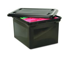 Black Plastic File Storage Box with Lid