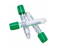 Vacutainer Blood Collection Tube with Lithium Heparin, Plastic, Green Closure, Paper Label, 16 x 100 mm, 10 mL