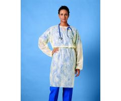 Disposable Full-Back Poly-Coated Polyethylene Isolation Gown with Elastic Wrists, Yellow