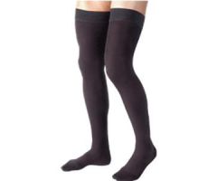 Men Thigh-High Ribbed Firm Compression Stockings, Medium, Black