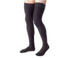 Men Thigh-High Ribbed Firm Compression Stockings, Small, Black