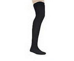 Men Thigh-High Ribbed Extra Firm Compression Stockings, Medium, Black
