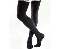 Men Thigh-High Ribbed Extra Firm Compression Stockings, Large, Black