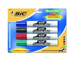 BiC Intensity Chisel-Tip Low-Odor Dry-Erase Marker, 4-Pack, Assorted Colors