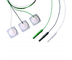 Tender-Trode Plus Electrodes-7/8" X 7/8", Prewired Cloth, 3/Strip 100 sets per case or 300 electrodes total