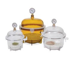 Lab Companion Amber Polycarbonate Round Style Vacuum Desiccator, 10 L