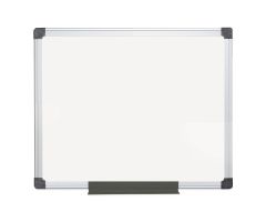 White Lacquered Steel Magnetic Dry-Erase Board, Aluminum Frame, 36" x 24"