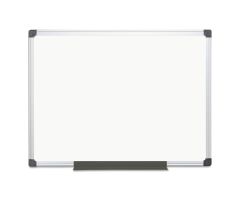 White 36" x 48" Lacquered Steel Magnetic Dry Erase Board with Aluminum Frame