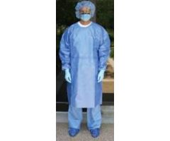 Blue Spunbond Polypropylene Isolation Gown with Elastic Wrists and Neck and Waist Ties, Universal
