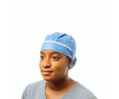 Extended-Coverage Surgical Cap with SMS Elastic Closure, Disposable, Blue, Size XL