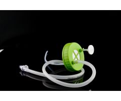 3L High Efficiency Erlenmeyer Flask Bi-directional Transfer Cap with Silicon Tube (50cm1/4" ID 3/8" OD), Male CPC Connector with Female Sealing Cap with, Vent Filter (0.22 ?m ?42mm), without Flask, Sterile, 1/pk, 4/cs