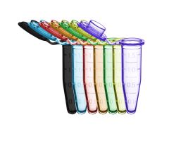Microtube w/ cap, 1.5mL, assorted colors, (B, R, G, O, P, Y), sterile, w/ self-standing bag & Stop-Pops, 500/pk