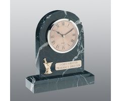 Marble Zebra Clock, Personalized Brass Plate 