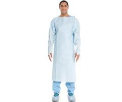 Open-Back Spunbond Laminate Film Isolation Gown with Knit Cuffs, Blue, Universal