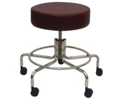 MRI Stool w/ Five 2" Casters, Less Back and Arms, Adjustable Height 16" to 22", 4" Thick Padded Dark Blue Naugahyde Seat