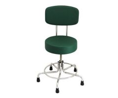 MRI Stool w/ Rubber Tips, w/ Back and No Arms, Adjustable Height 21" to 27", 4" Thick Padded Burgandy Naugahyde Seat