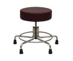 MRI Stool w/ Rubber Tips, Less Back and Arms, Adjustable Height 21" to 27", w/ 14" Diameter 4" Thick Padded Green Naugahyde Seat