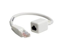 Cord Extension, RJ45 8-pin Plug, White, 1'