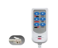 HD2 Bed Control, 8 Ft. Cord, Smith & Davis / Invacare 6-Pin RJ12, 6 Button, White