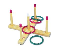 Plastic / Wood Ring Toss Set with 4 Rings and 5 Pegs