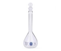 Class A Volumetric Flask with Stoppers, Blue Scale, 250 mL