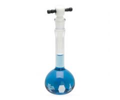 KIMAX Class A Volumetric Flask with Black Standard Taper PTFE Stopper, Calibrated To Contain, 25mL