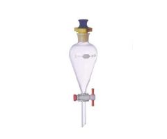 KIMAX Squibb Pear-Shaped Separatory Funnel with PTFE Size 6 Stopcock, 60 mL L Stem, 2000 mL Volume