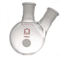 Angled Two Neck Round Bottom Flask, 100 mL, 19/22, 19/22