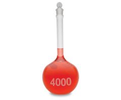 Class A Heavy Duty Wide Mouth Volumetric Flask with Clear Glass Stopper, 4000 mL