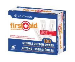 U.S. Cotton First Aid Individual Sterile Swabs Paper Sticks 100 Ct