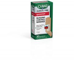 CURAD Flex-Fabric Bandages with QuickStop! Bleeding Control Technology, 0.75" x 2.83"