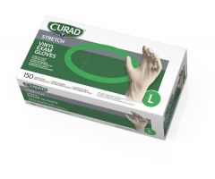 CURAD Powder-Free Stretch Vinyl Exam Gloves, Size L